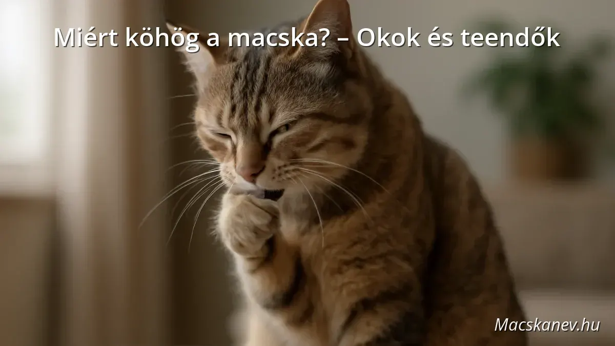 Macska köhögés közben, otthoni környezetben